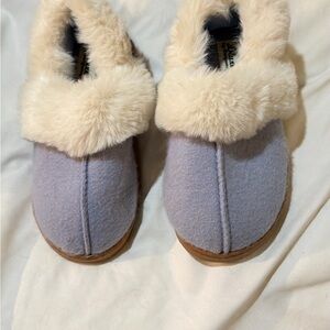 Dearfoams Blue Faux Fur Slippers